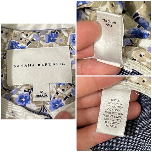 Banana Republic Women Blue Linen Cotton Blend Military Light Jacket 12 - Picture 11 of 12